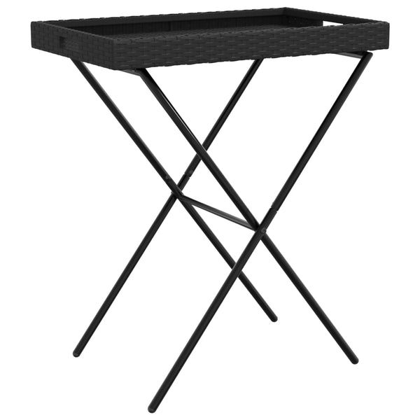 Klappbarer Tabletttisch Schwarz Poly Rattan 65x40x75 cm