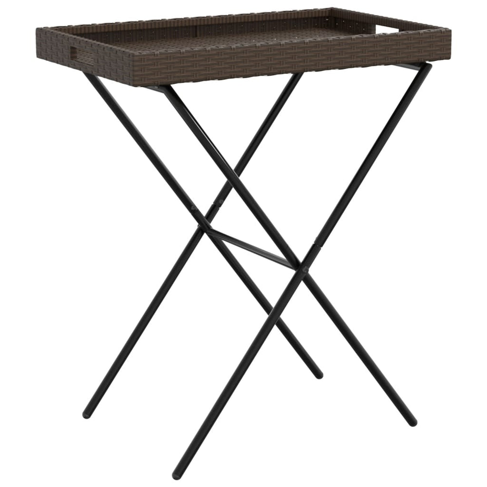 Klappbarer Tabletttisch Braun Poly Rattan 65x40x75cm