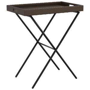 Klappbarer Tabletttisch Braun Poly Rattan 65x40x75cm
