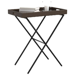 Klappbarer Tabletttisch Braun Poly Rattan 65x40x75cm