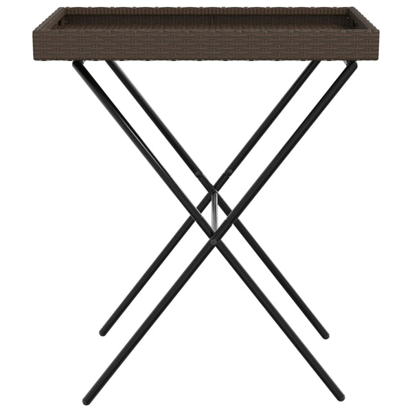 Klappbarer Tabletttisch Braun Poly Rattan 65x40x75cm
