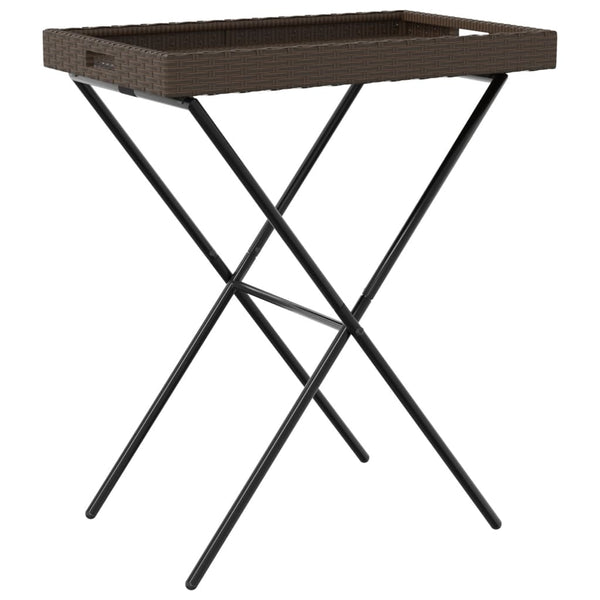 Klappbarer Tabletttisch Braun Poly Rattan 65x40x75cm