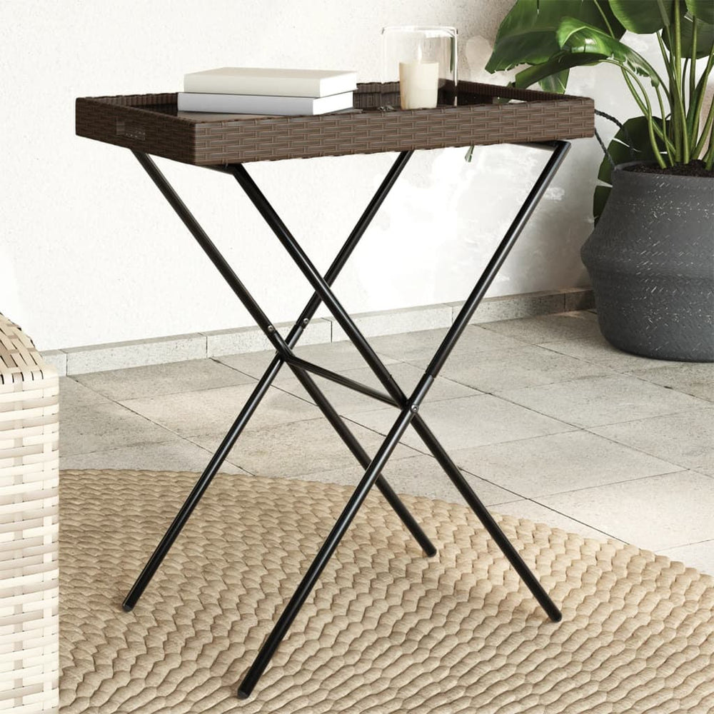 Klappbarer Tabletttisch Braun Poly Rattan 65x40x75cm