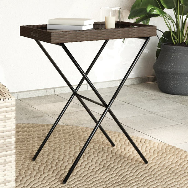 Klappbarer Tabletttisch Braun Poly Rattan 65x40x75cm