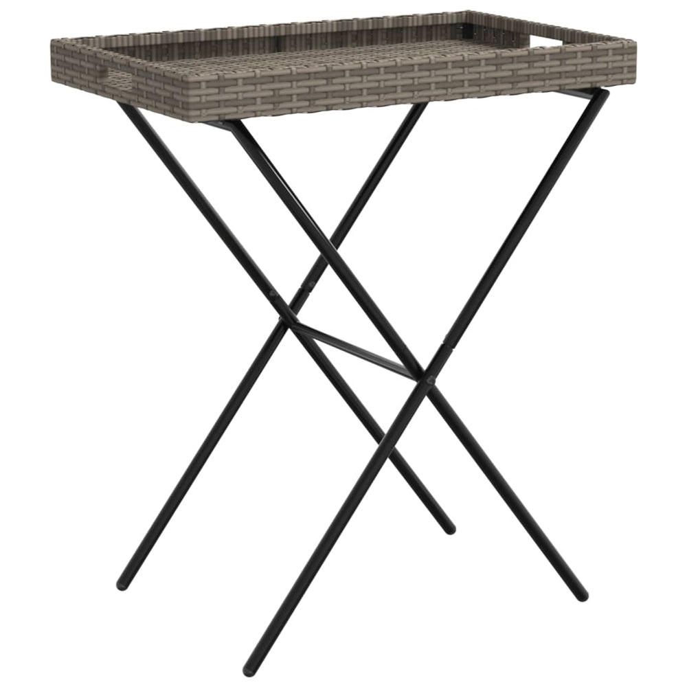 Klappbarer Tabletttisch Grau Poly Rattan 65x40x75cm