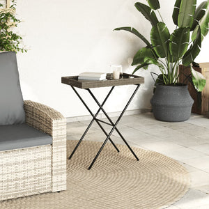 Klappbarer Tabletttisch Grau Poly Rattan 65x40x75cm
