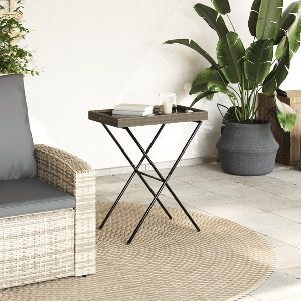 Klappbarer Tabletttisch Grau Poly Rattan 65x40x75cm
