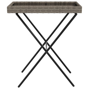 Klappbarer Tabletttisch Grau Poly Rattan 65x40x75cm
