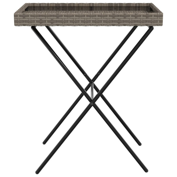 Klappbarer Tabletttisch Grau Poly Rattan 65x40x75cm
