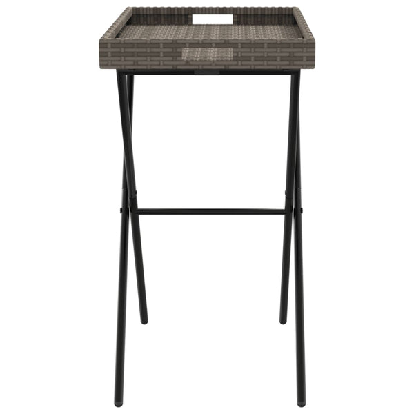 Klappbarer Tabletttisch Grau Poly Rattan 65x40x75cm