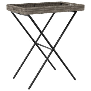Klappbarer Tabletttisch Grau Poly Rattan 65x40x75cm