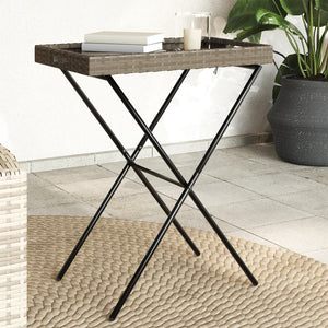 Klappbarer Tabletttisch Grau Poly Rattan 65x40x75cm