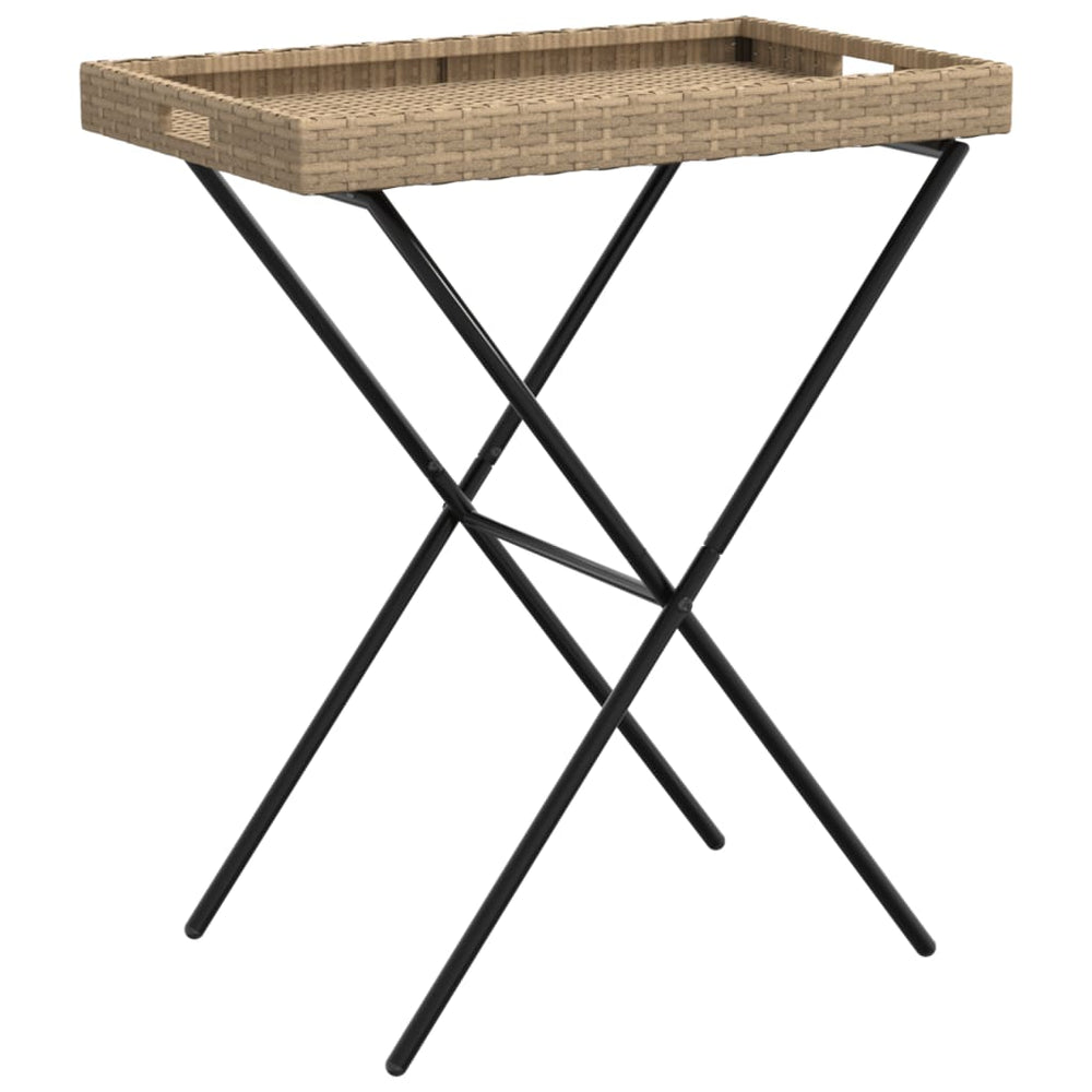 Klappbarer Tabletttisch Beige Poly Rattan 65x40x75 cm