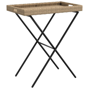 Klappbarer Tabletttisch Beige Poly Rattan 65x40x75 cm