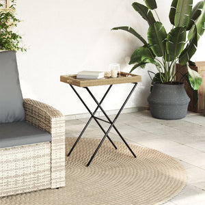 Klappbarer Tabletttisch Beige Poly Rattan 65x40x75 cm