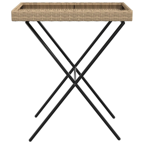 Klappbarer Tabletttisch Beige Poly Rattan 65x40x75 cm