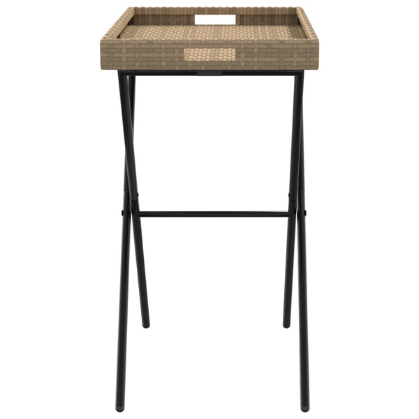 Klappbarer Tabletttisch Beige Poly Rattan 65x40x75 cm