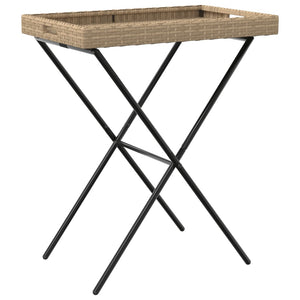 Klappbarer Tabletttisch Beige Poly Rattan 65x40x75 cm