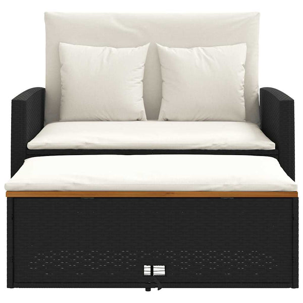 Gartensofa 2-Sitzer mit Kissen Schwarz