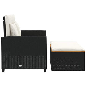 Gartensofa 2-Sitzer mit Kissen Schwarz