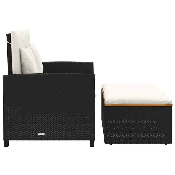 Gartensofa 2-Sitzer mit Kissen Schwarz