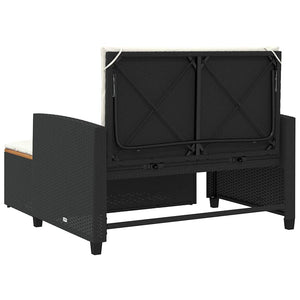Gartensofa 2-Sitzer mit Kissen Schwarz