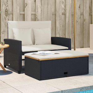 Gartensofa 2-Sitzer mit Kissen Schwarz