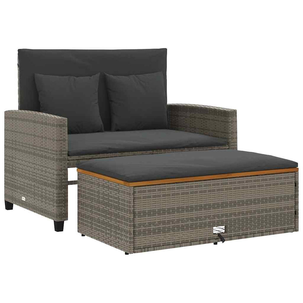 Gartensofa 2-Sitzer Grau mit Kissen