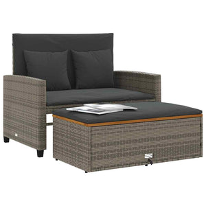 Gartensofa 2-Sitzer Grau mit Kissen