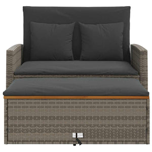 Gartensofa 2-Sitzer Grau mit Kissen