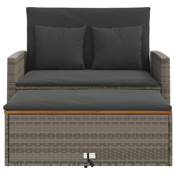 Gartensofa 2-Sitzer Grau mit Kissen