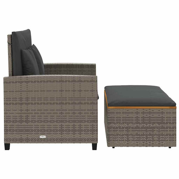 Gartensofa 2-Sitzer Grau mit Kissen