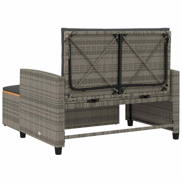 Gartensofa 2-Sitzer Grau mit Kissen