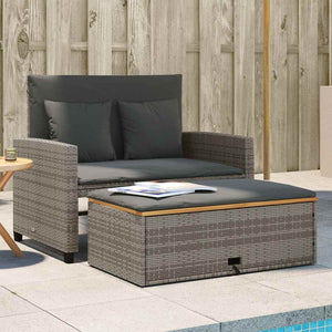 Gartensofa 2-Sitzer Grau mit Kissen