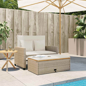 Gartensofa 2-Sitzer Beige Poly Rattan mit Kissen