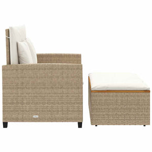 Gartensofa 2-Sitzer Beige Poly Rattan mit Kissen