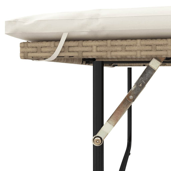 Gartensofa 2-Sitzer Beige Poly Rattan mit Kissen