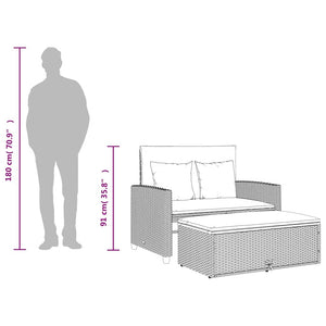 Gartensofa 2-Sitzer Beige Poly Rattan mit Kissen