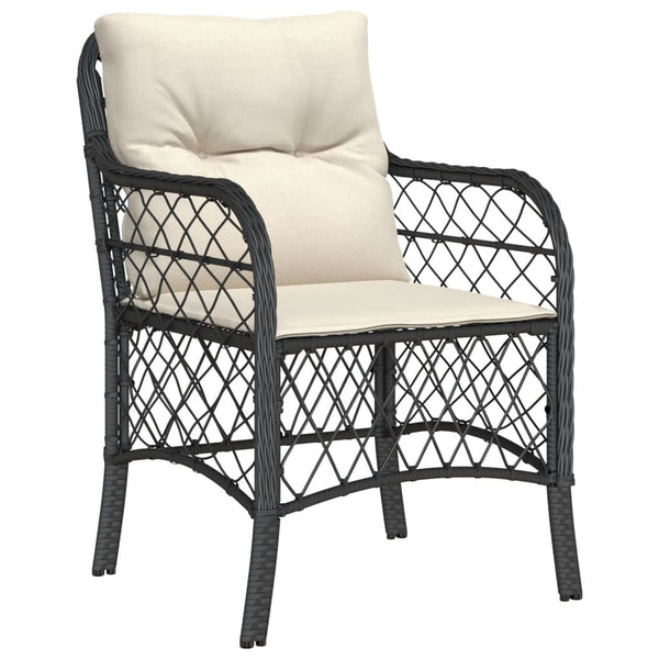 Gartenstühle mit Kissen, 2er Set, Poly Rattan Schwarz