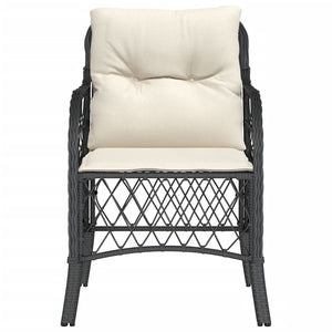 Gartenstühle mit Kissen, 2er Set, Poly Rattan Schwarz