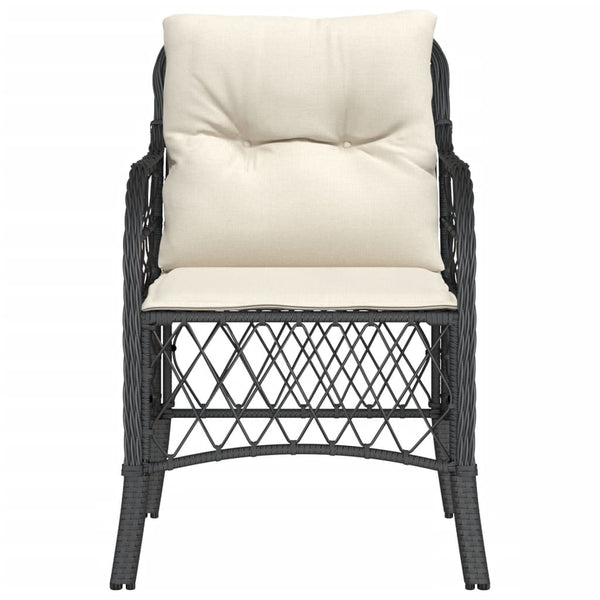 Gartenstühle mit Kissen, 2er Set, Poly Rattan Schwarz