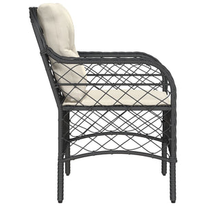 Gartenstühle mit Kissen, 2er Set, Poly Rattan Schwarz