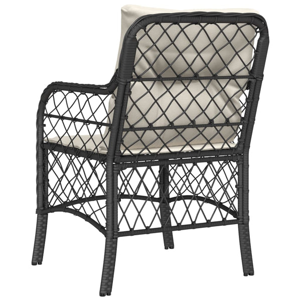 Gartenstühle mit Kissen, 2er Set, Poly Rattan Schwarz