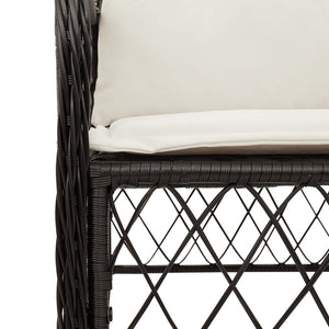 Gartenstühle mit Kissen, 2er Set, Poly Rattan Schwarz