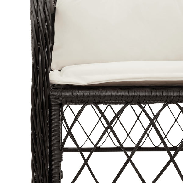 Gartenstühle mit Kissen, 2er Set, Poly Rattan Schwarz