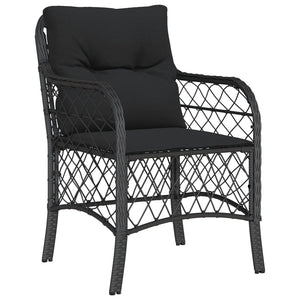 Gartenstühle mit Kissen, 2er Set, Poly Rattan Schwarz