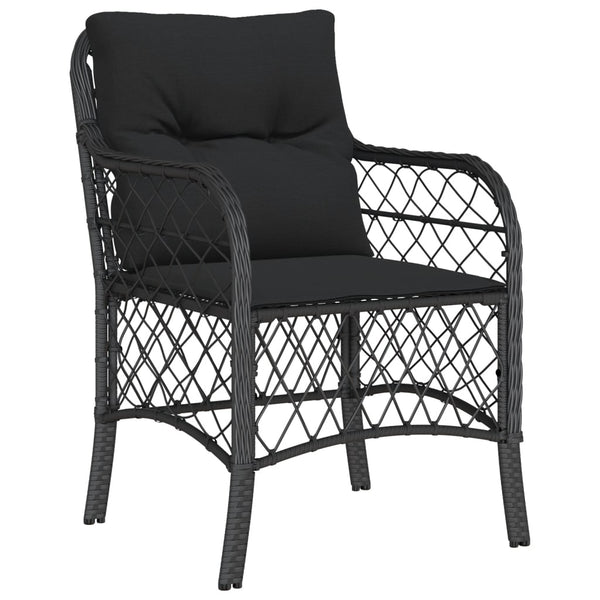 Gartenstühle mit Kissen, 2er Set, Poly Rattan Schwarz