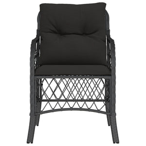 Gartenstühle mit Kissen, 2er Set, Poly Rattan Schwarz