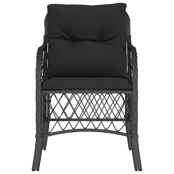 Gartenstühle mit Kissen, 2er Set, Poly Rattan Schwarz
