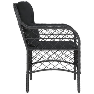 Gartenstühle mit Kissen, 2er Set, Poly Rattan Schwarz
